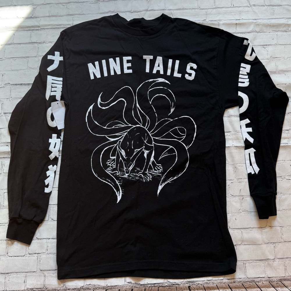 Nine Tails Black Long Sleeve Graphic Tee Small